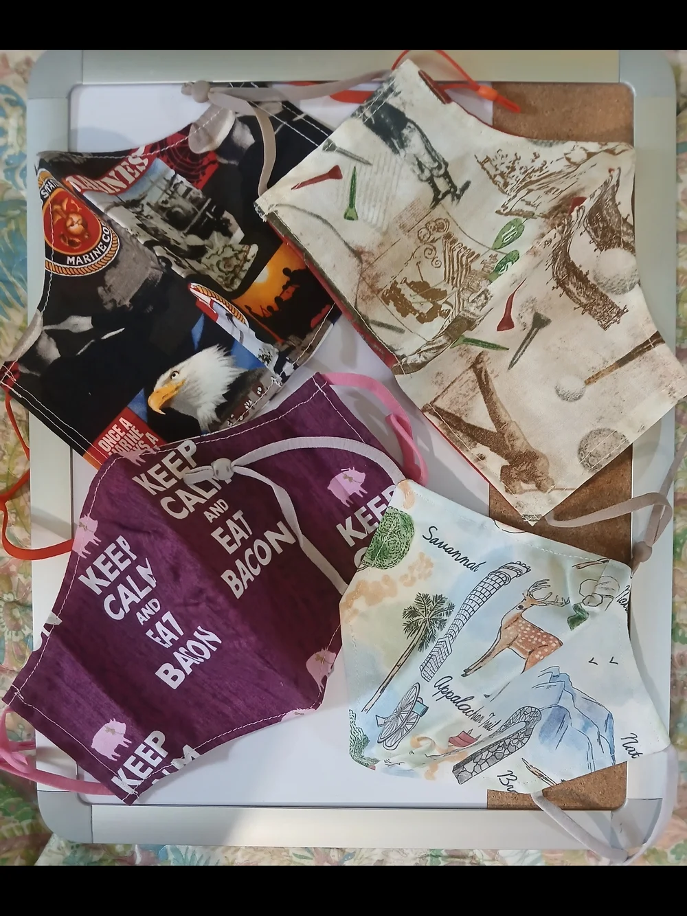 Colorful Printed Cloth Face Masks - Skull, Floral, Puppy & Sharks